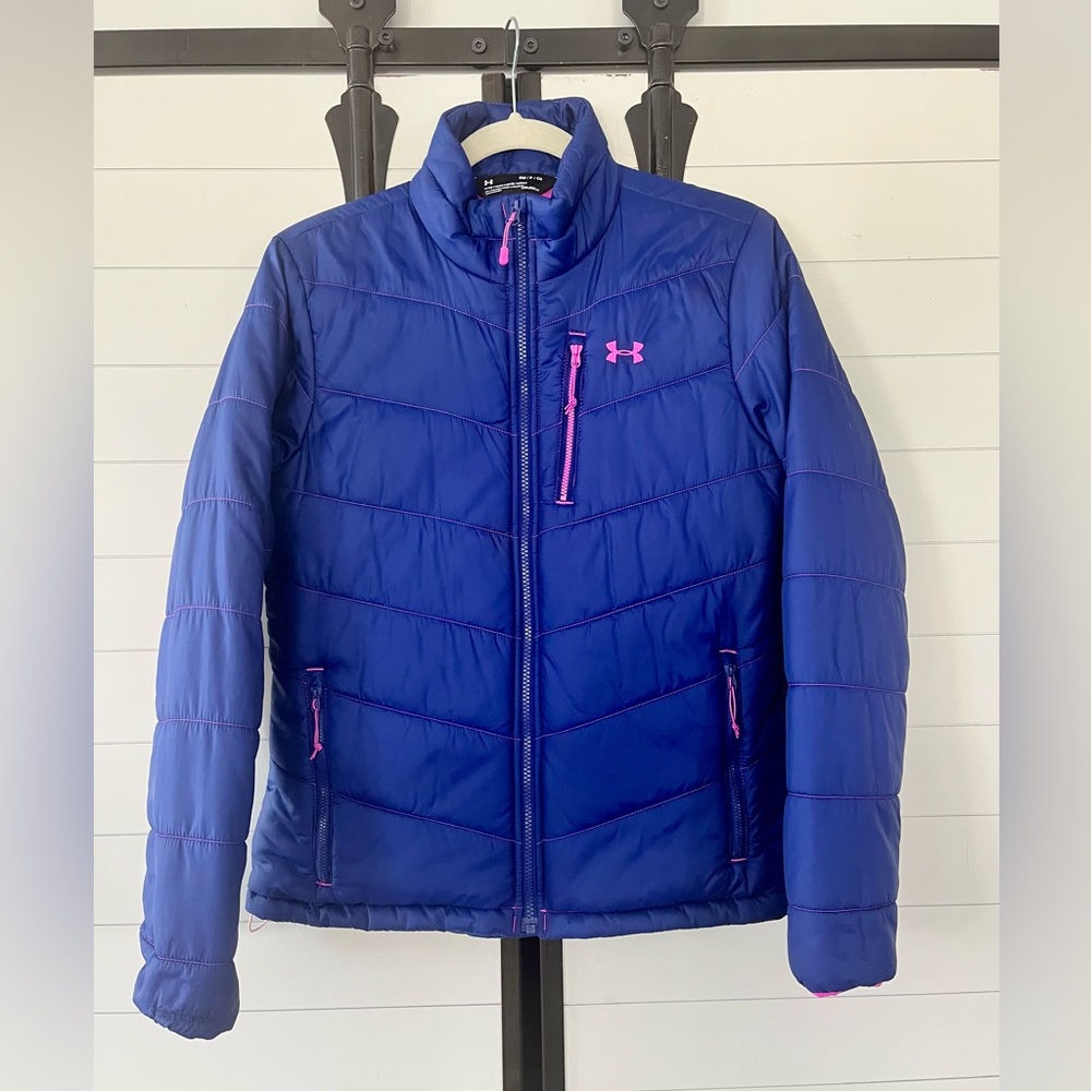 Under Armour Cold Gear Infrared Blue & Pink Puffer Jacket Coat Size Small